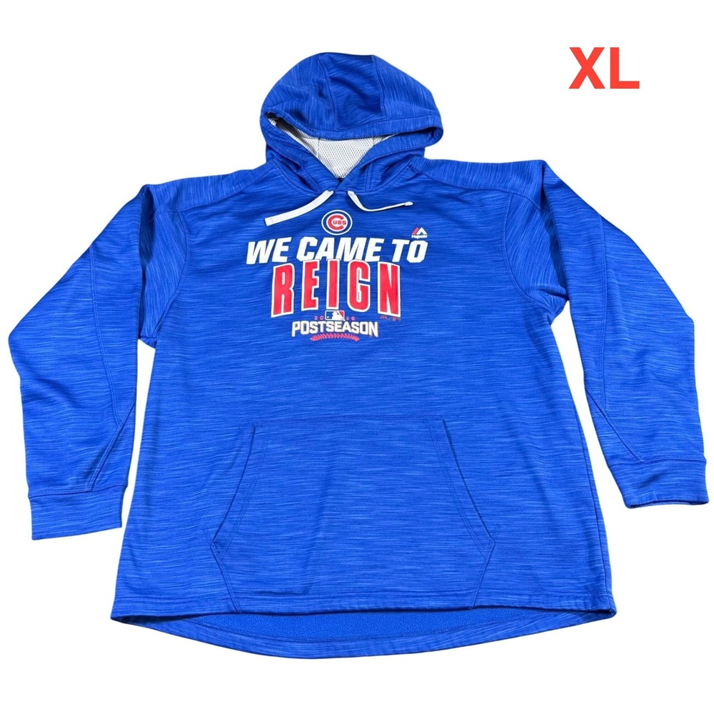 Chicago Cubs 2016 Postseason Hoodie Mens XL Blue World Series Majestic MLB Retro